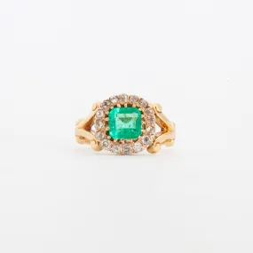 0.50 ct Colombian Emerald Halo Ring