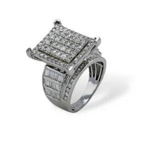 14k Diamond White gold princess ring