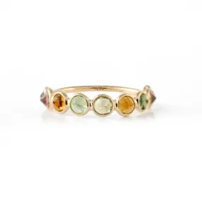 14K Gold Multi Tourmaline Half Eternity Band