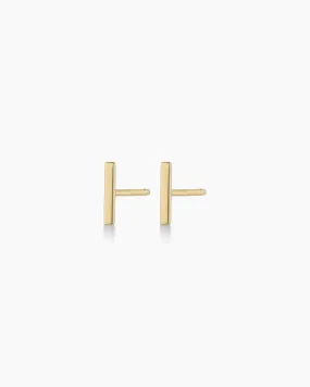 14k Gold Rose Bar Studs