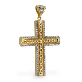 14k Yellow gold modern links solid cross-226126