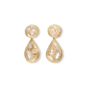 18K Carved Diamond Cocktail Earrings