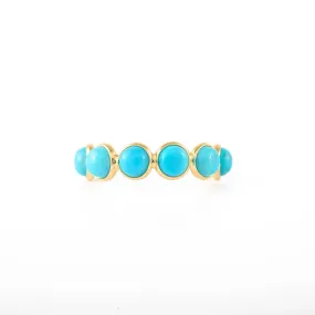 18K Gold Turquoise Half Eternity Band