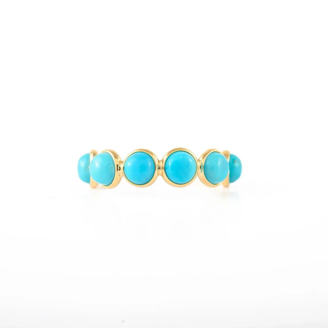 18K Gold Turquoise Half Eternity Band