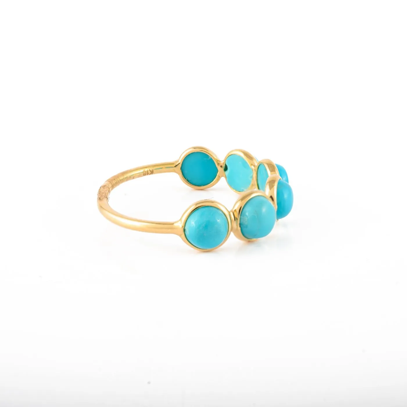 18K Gold Turquoise Half Eternity Band