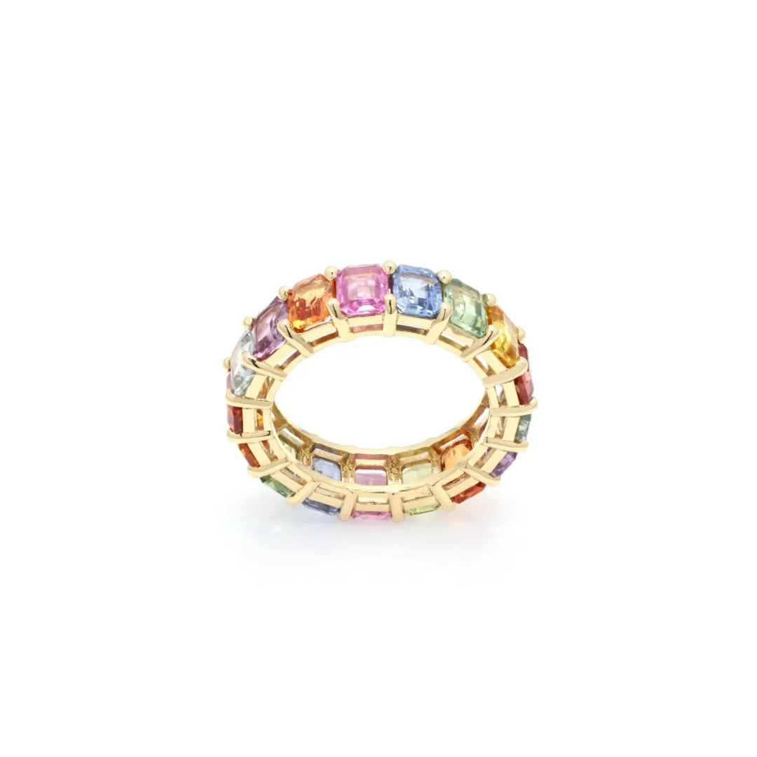 18K Yellow Gold Multi-Sapphire Ring