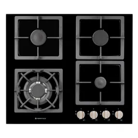 600mm Hob, 3 Burner   Wok, Gas, Black Glass HO-7-6G-3GW