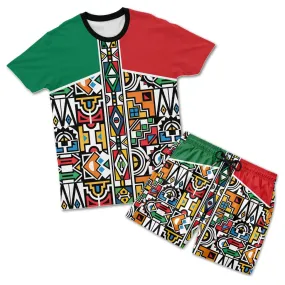 African Ndebele Pattern T-shirt and Shorts Set