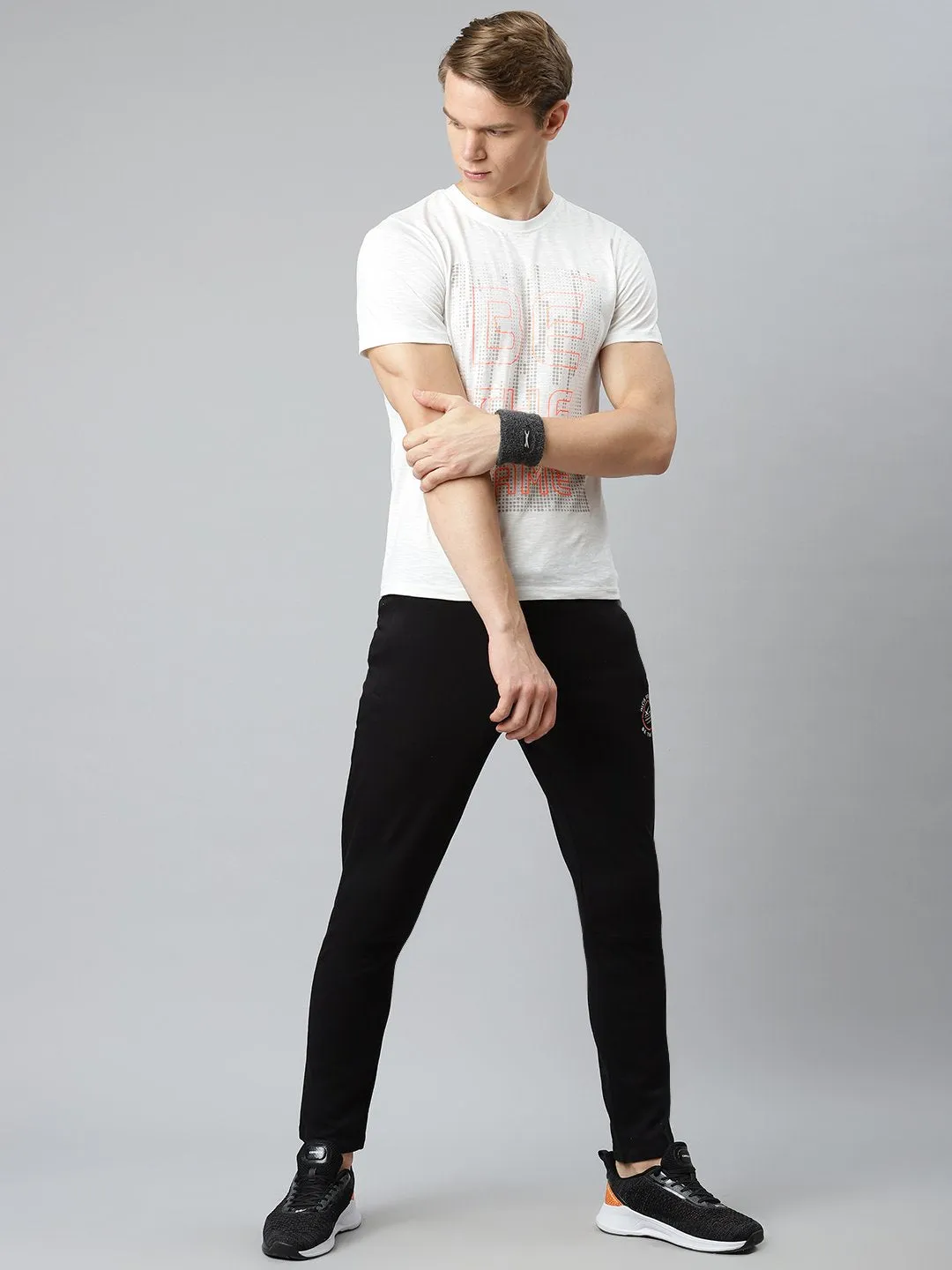 Alcis Men Black Solid Slim Fit Track Pants