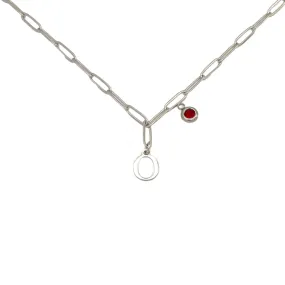 Alphabet Birthstone Paperclip Necklace Silver (O-U)