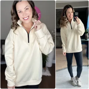 Apricot Half Zip Up Sweatshirt