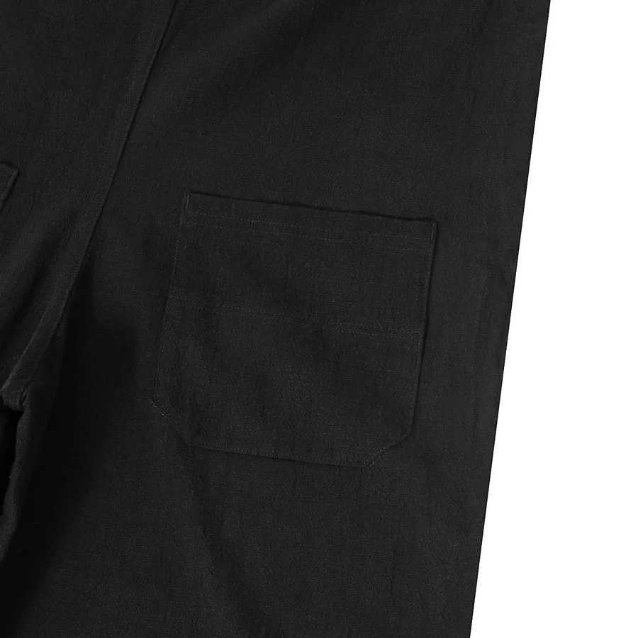 A[S]USL COTTON LINEN ALLOVER PANTS-BLACK