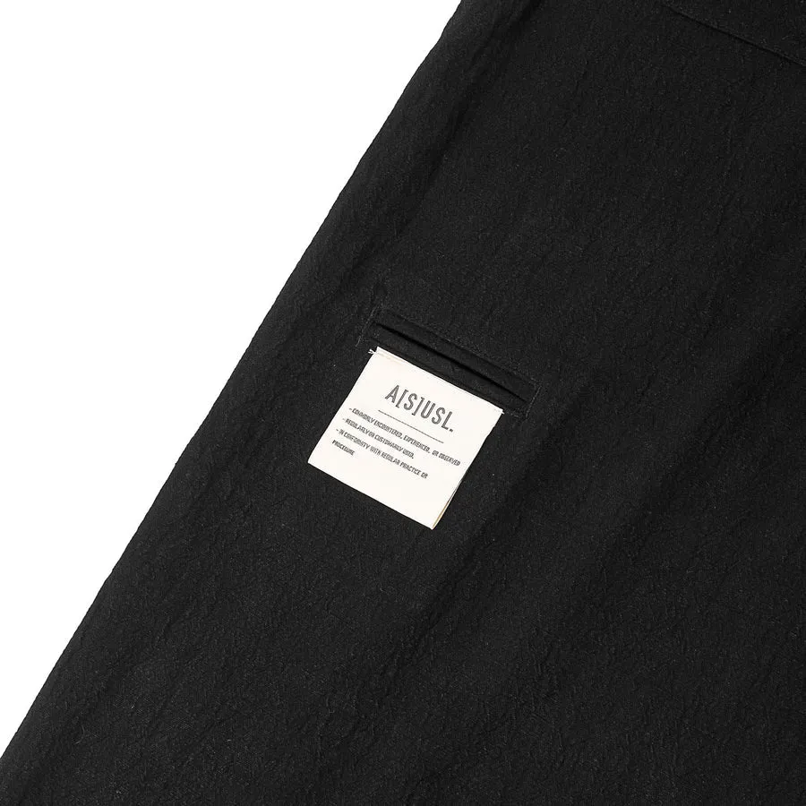 A[S]USL COTTON LINEN ALLOVER PANTS-BLACK