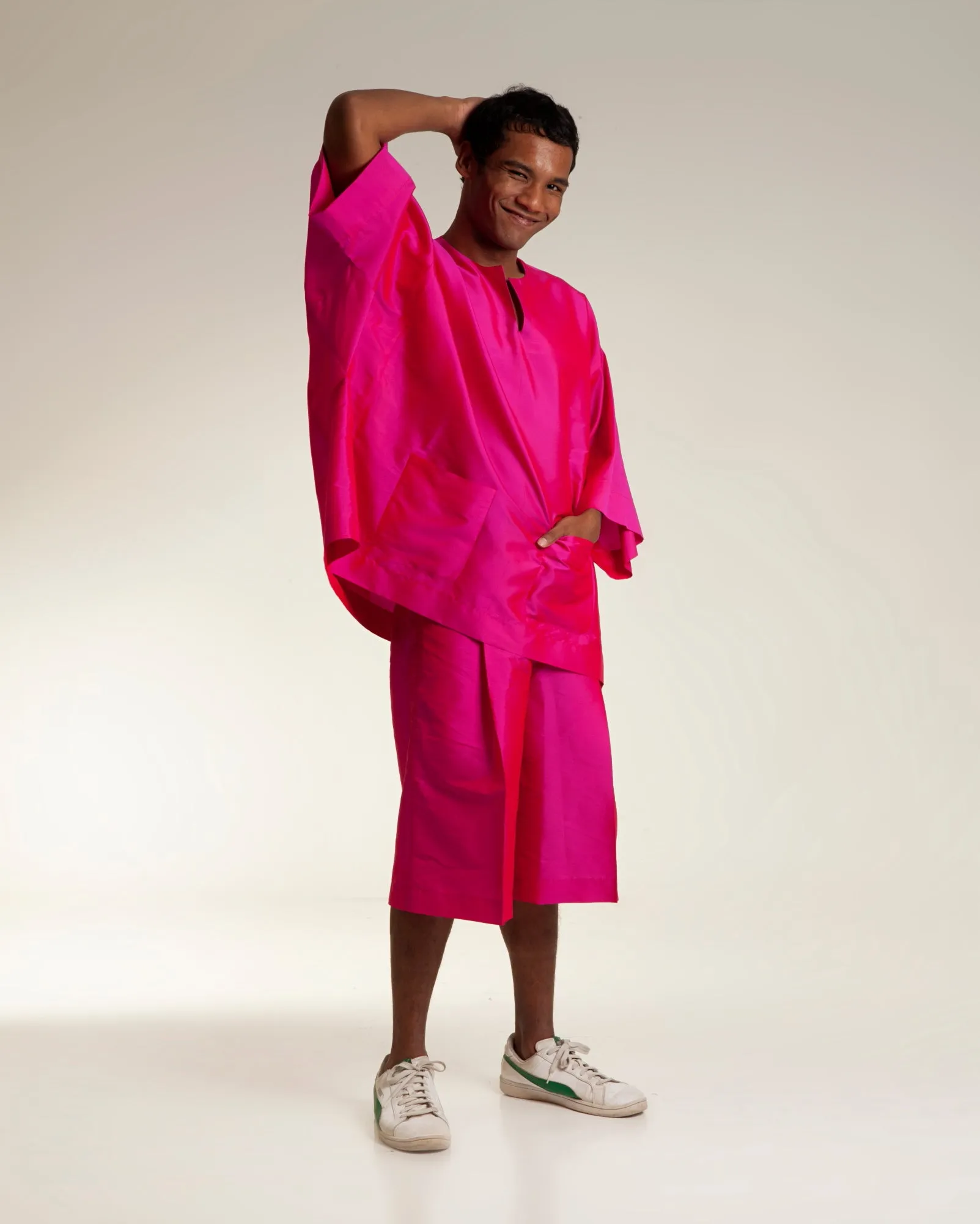 Baju Melayu Pendek Set (Fuschia)