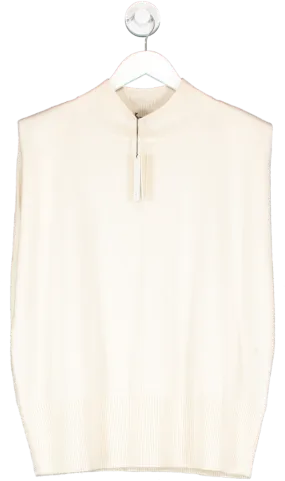 Banana Republic Cream Franca Cashmere Padded-shoulder Top UK XL