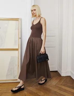 Bea Combination Maxi Dress in Brown