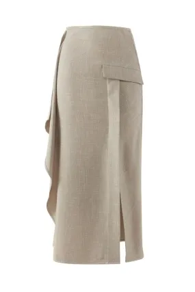 BEIGE MIDI SKIRT