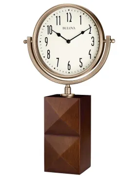 Bulova Park Avenue Pillar Clock - Classic Cherry Finish - Bonze-Tone Frame