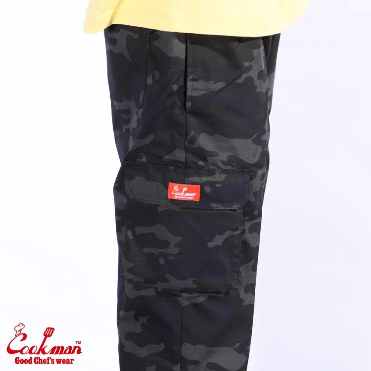 Cookman Chef Pants Cargo - Ripstop : Woodland Camo Black