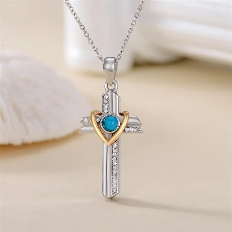 Cross Urn Necklace for Ashes Sterling Silver Turquoise Cremation Keepsake Memorial Pendant Cremation Ash Holder Jewelry