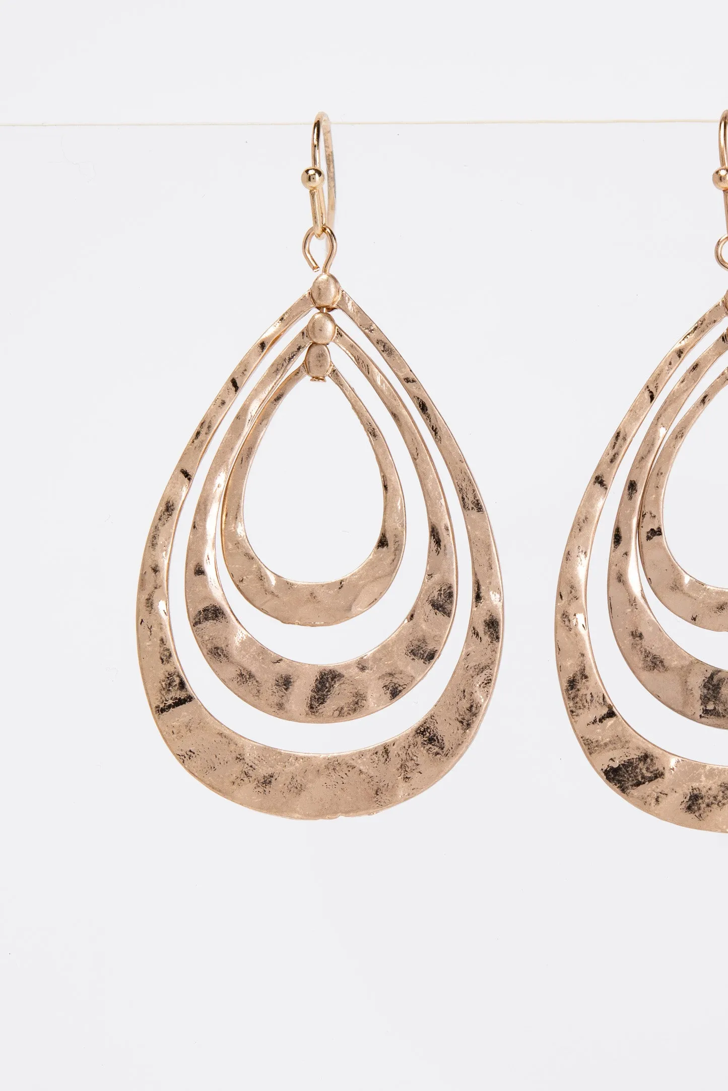 Emilia Hammered Teardrop Metal Drop Earrings