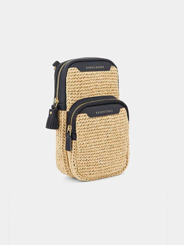 Essentials Cross Body in Raffia with Marine