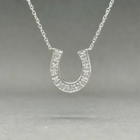 Estate 14K W Gold 0.09ctw H-I/VS2 Diamond Horse Shoe Necklace