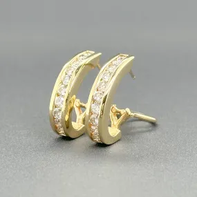 Estate 14K Y Gold 1.05ctw G-H/SI1-2 Diamond J Hoop Earrings