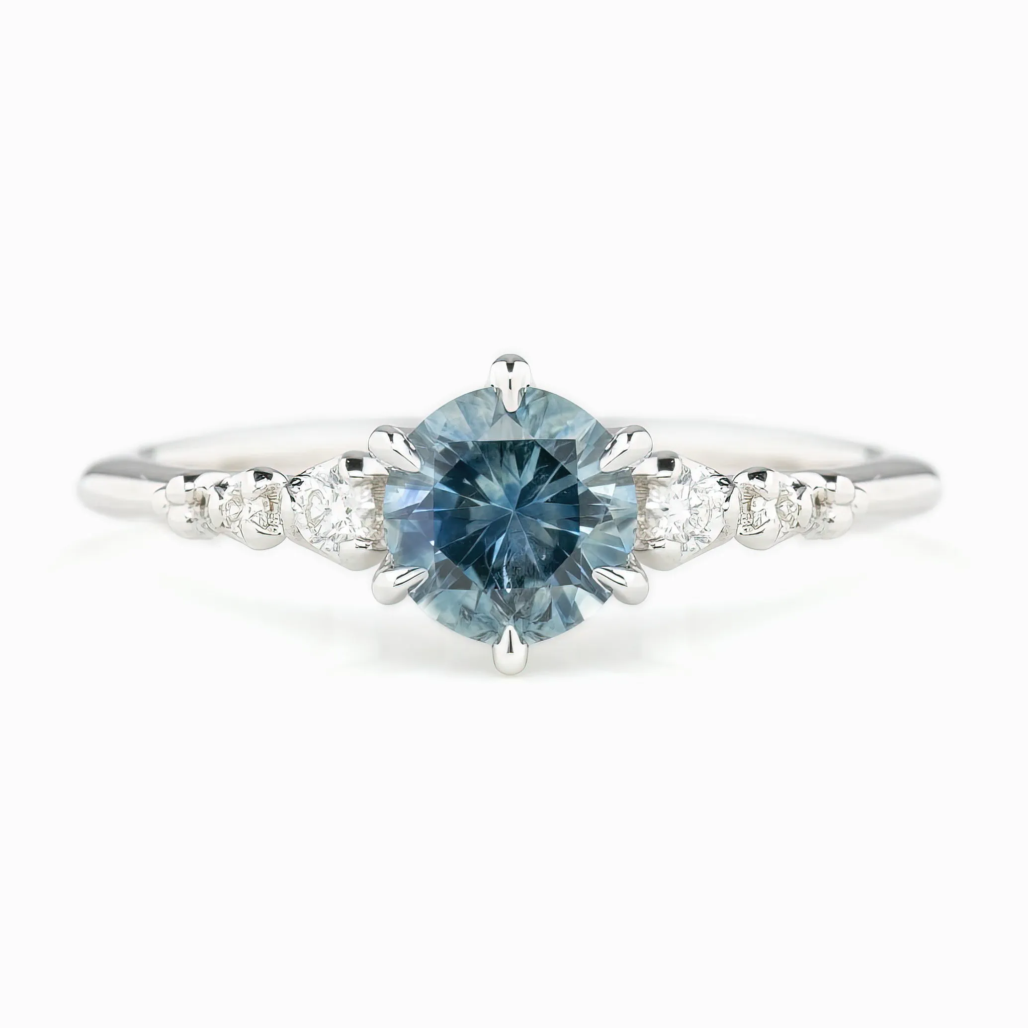 Estel Fleur Ring 1.11ct Light Blue Montana Sapphire, 14k White Gold (One of a kind)