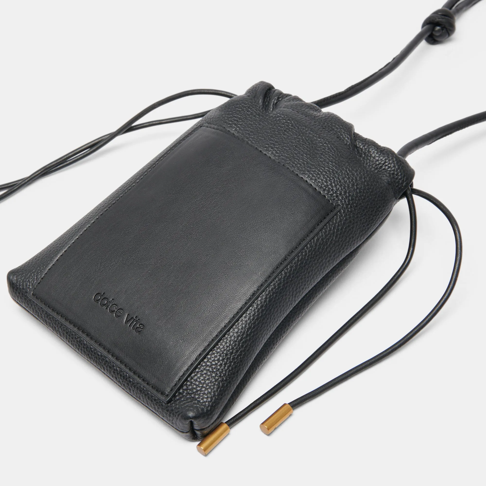 EVIE CROSSBODY POUCH BLACK PEBBLE LEATHER