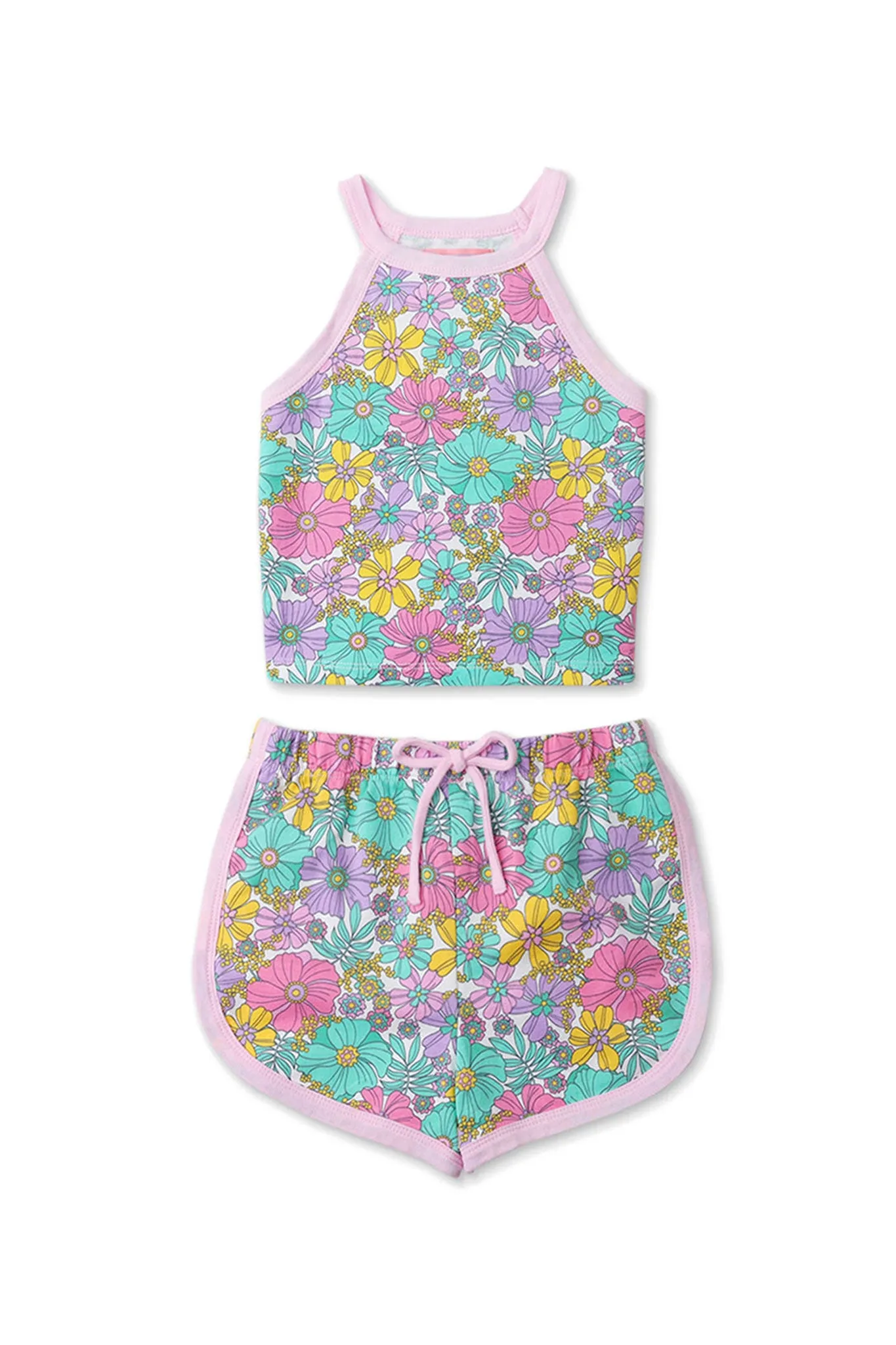 Gingersnaps Flower Print Halter Top and Shorts Set