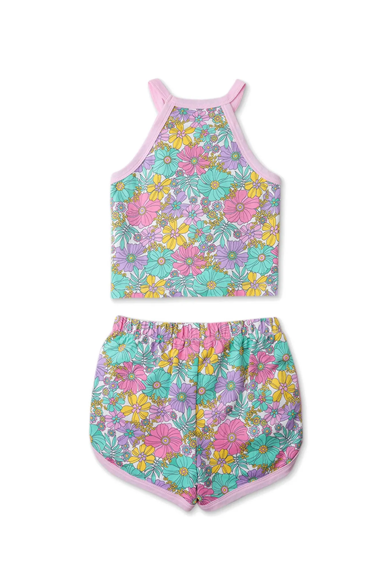 Gingersnaps Flower Print Halter Top and Shorts Set