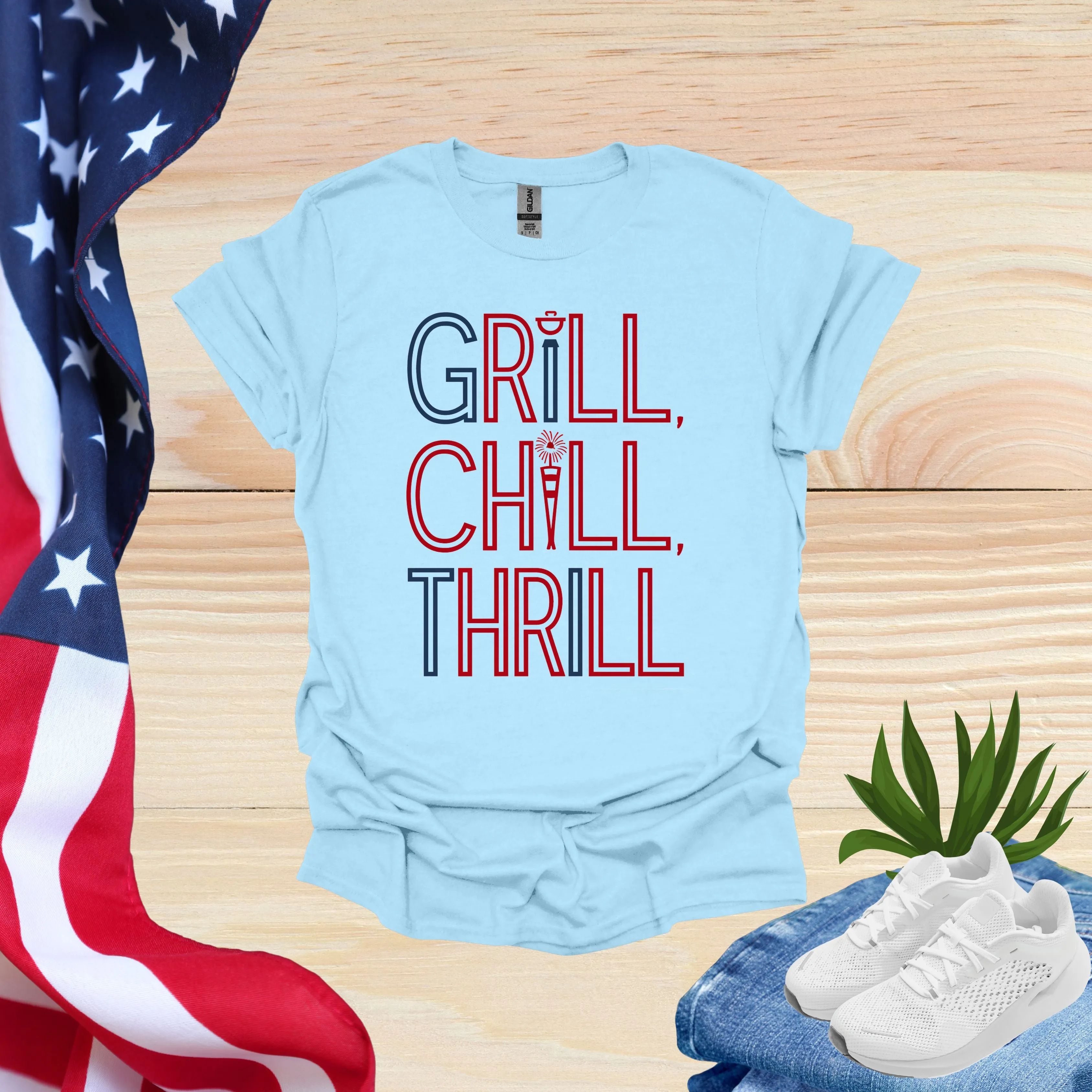 Hilarious 4th of July Shirts | Grill Chill Thrill