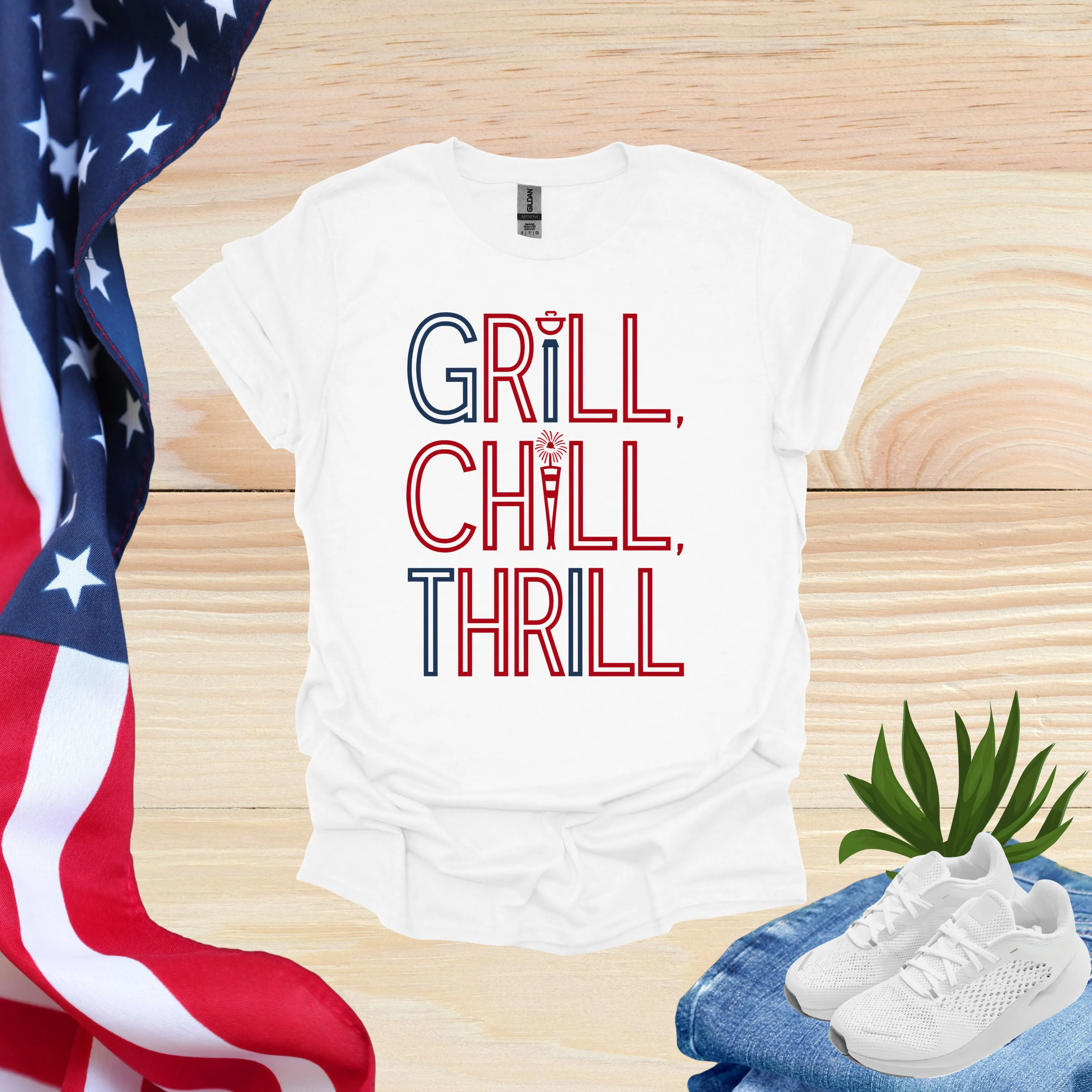 Hilarious 4th of July Shirts | Grill Chill Thrill