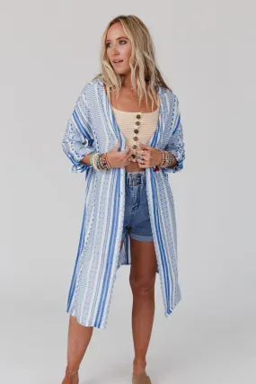 In The Moment Striped Duster - Blue