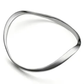 Iron Clay Sterling Silver Wavy Bangle