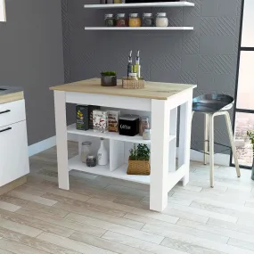 Kitchen Island Dozza White/Light Oak