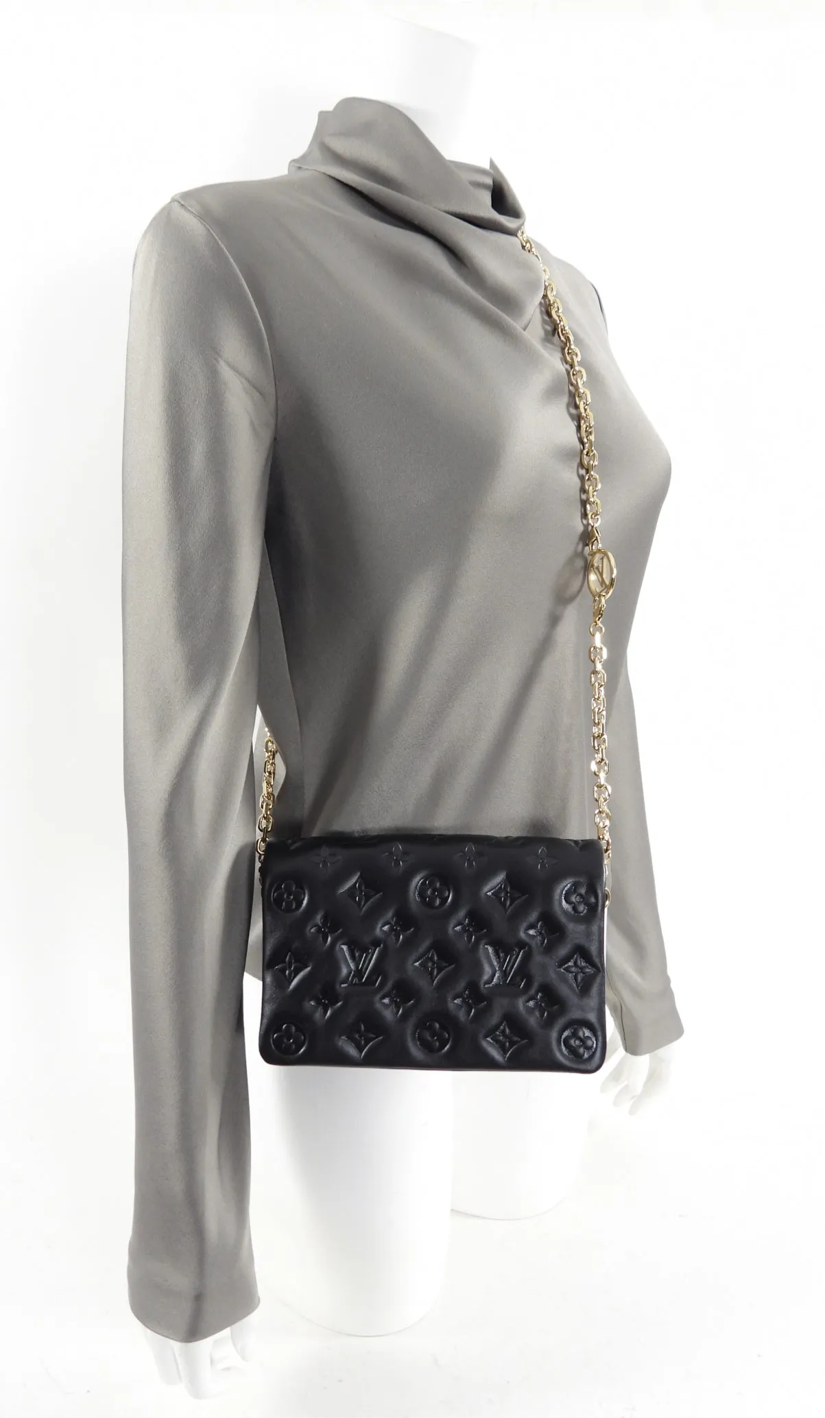 Louis Vuitton Black Quilted Pochette Coussin Bag