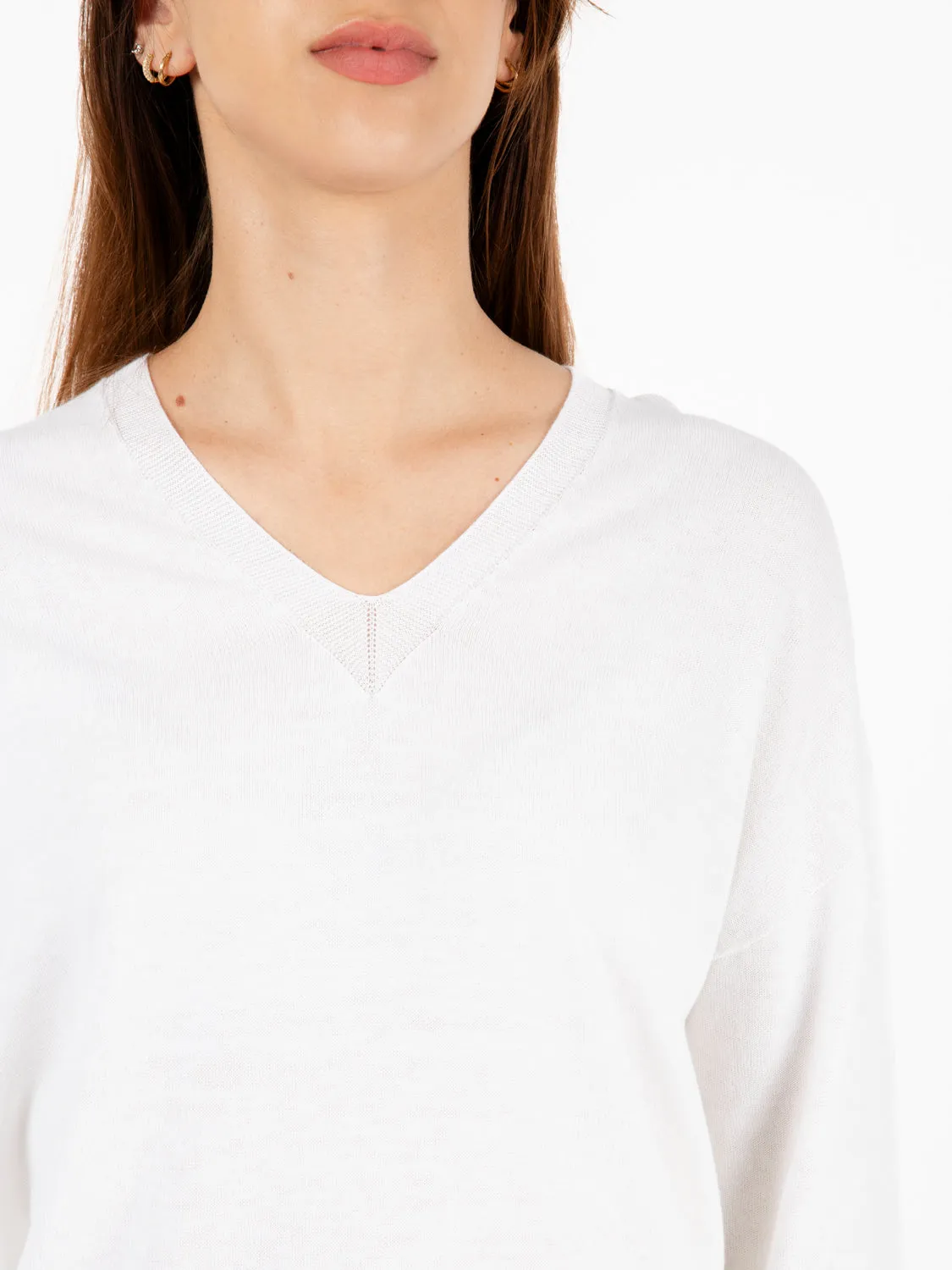 Maglia con scollo a V bianco