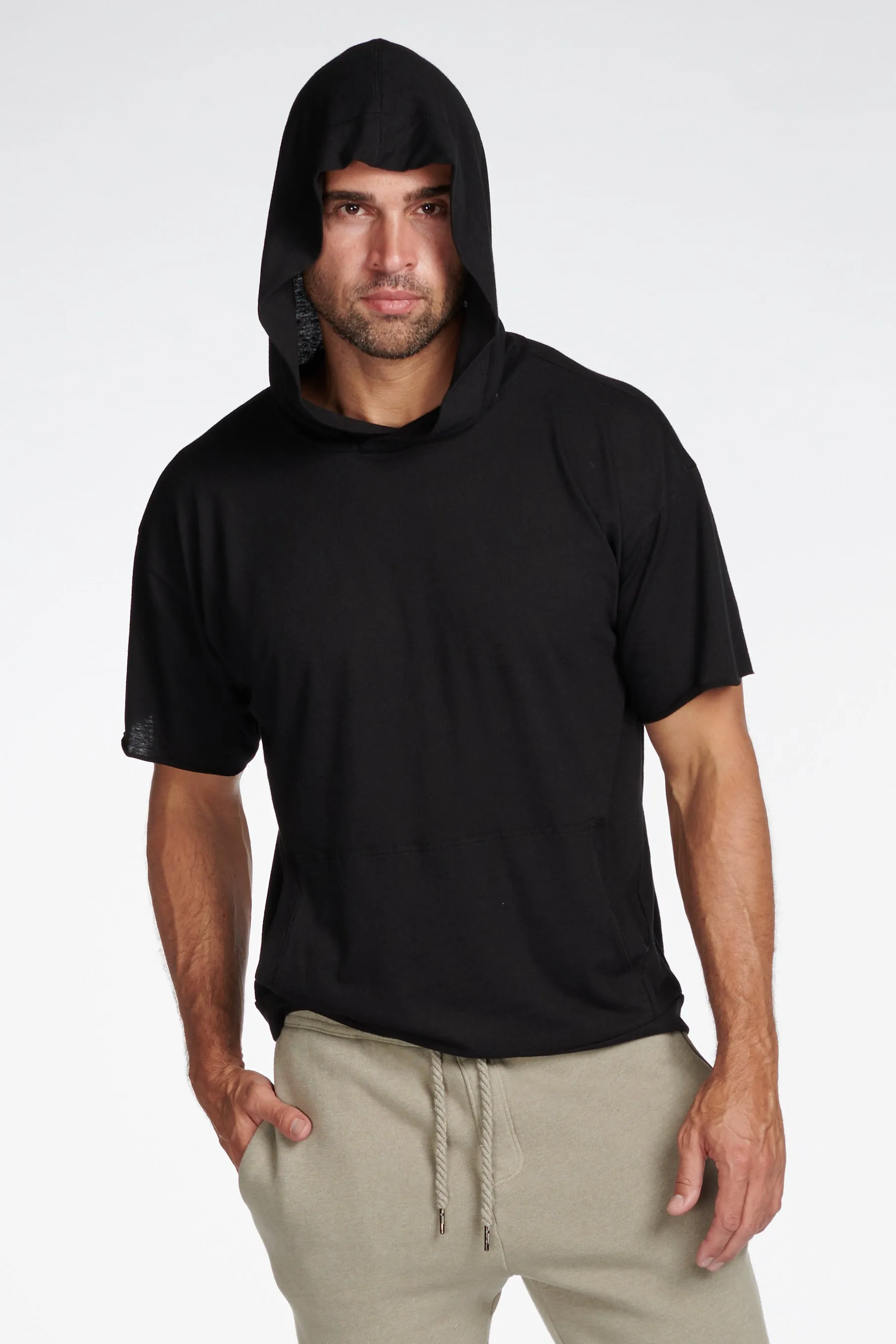 Men's Jersey Tee Kangaroo Pocket Hoodie