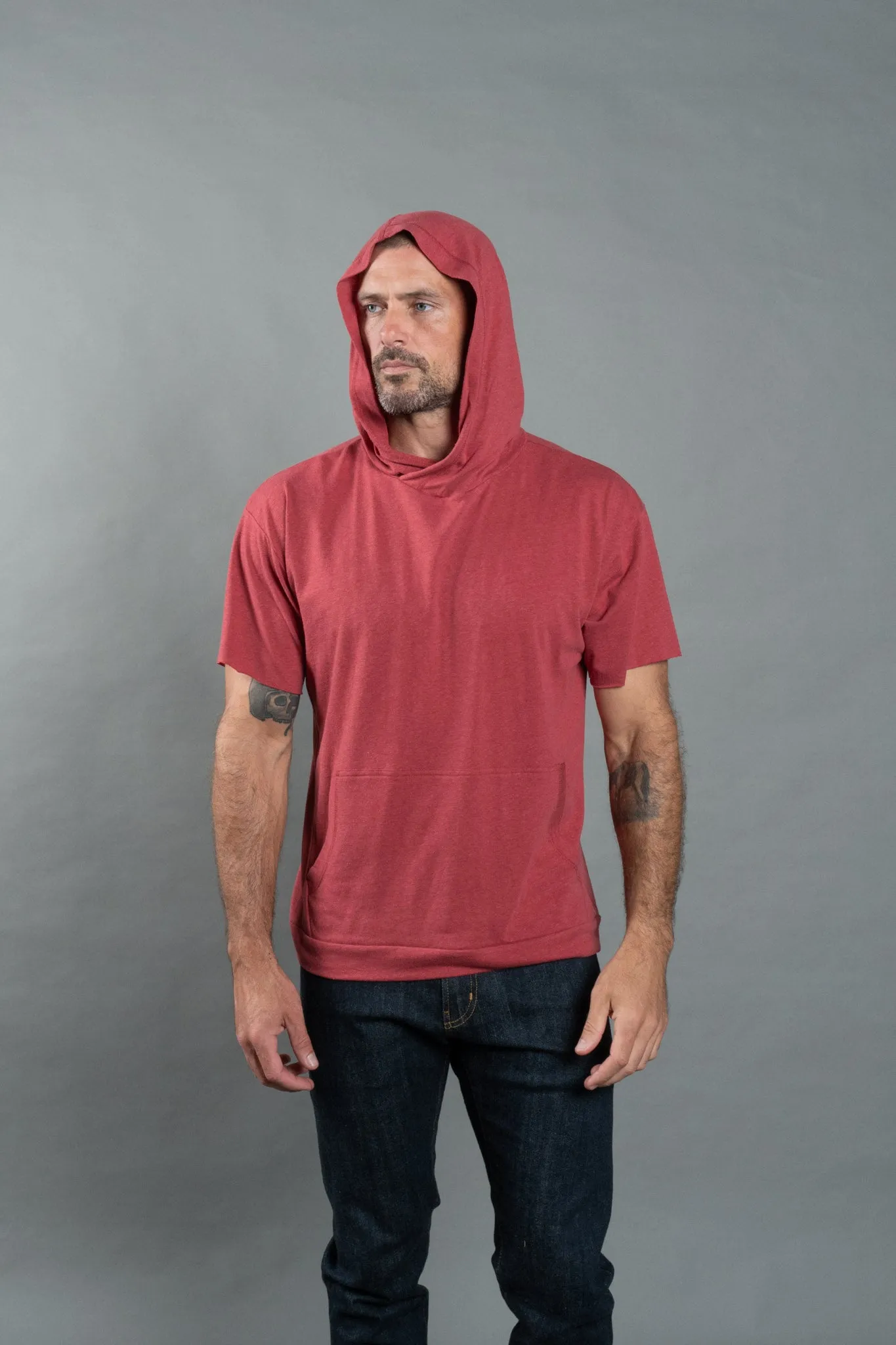 Men's Jersey Tee Kangaroo Pocket Hoodie