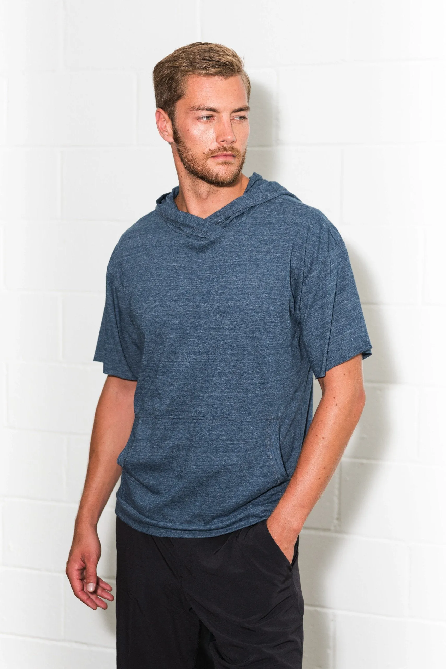 Men's Jersey Tee Kangaroo Pocket Hoodie