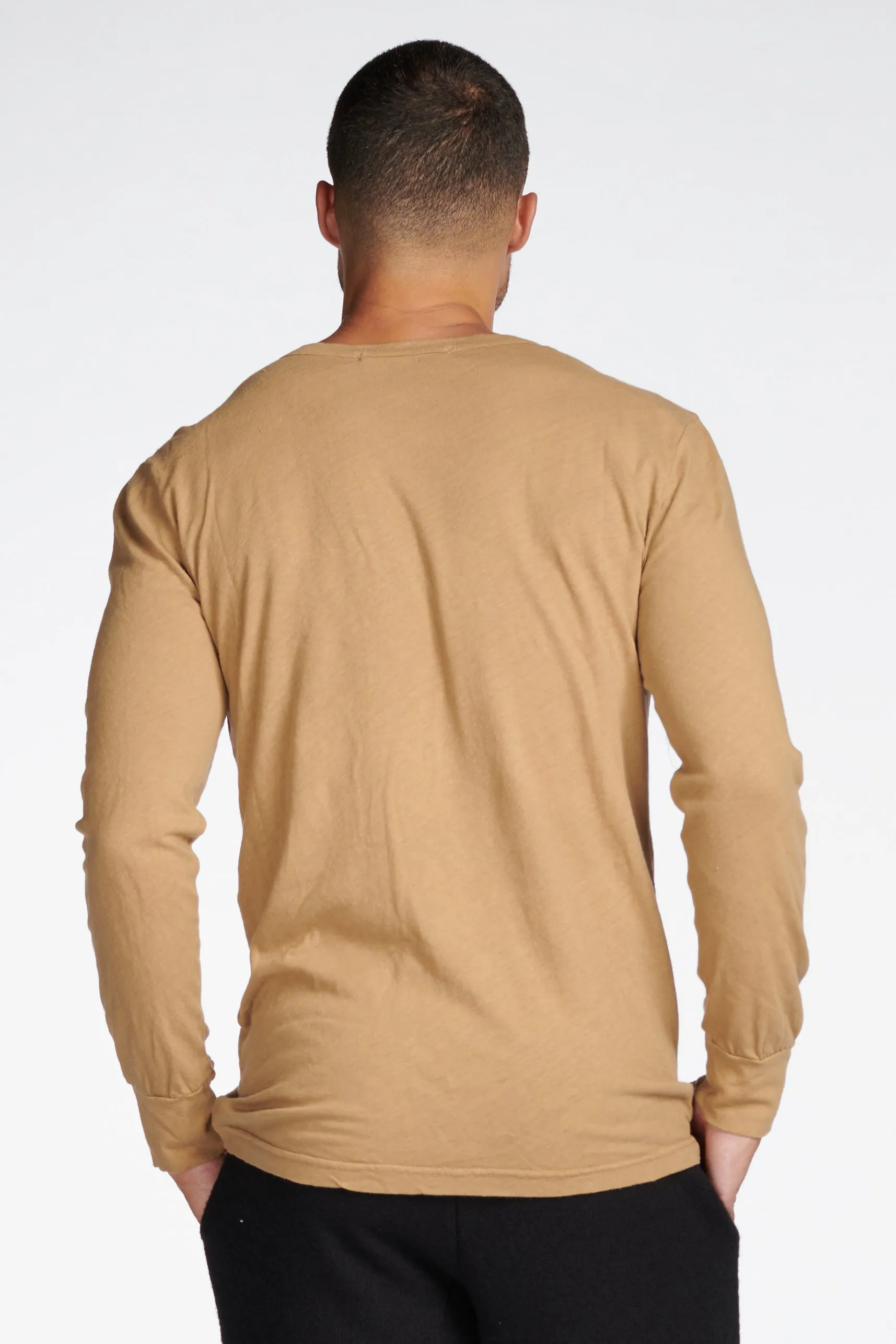 Men's Linen Blend Wide Cuff Long Sleeve Tee