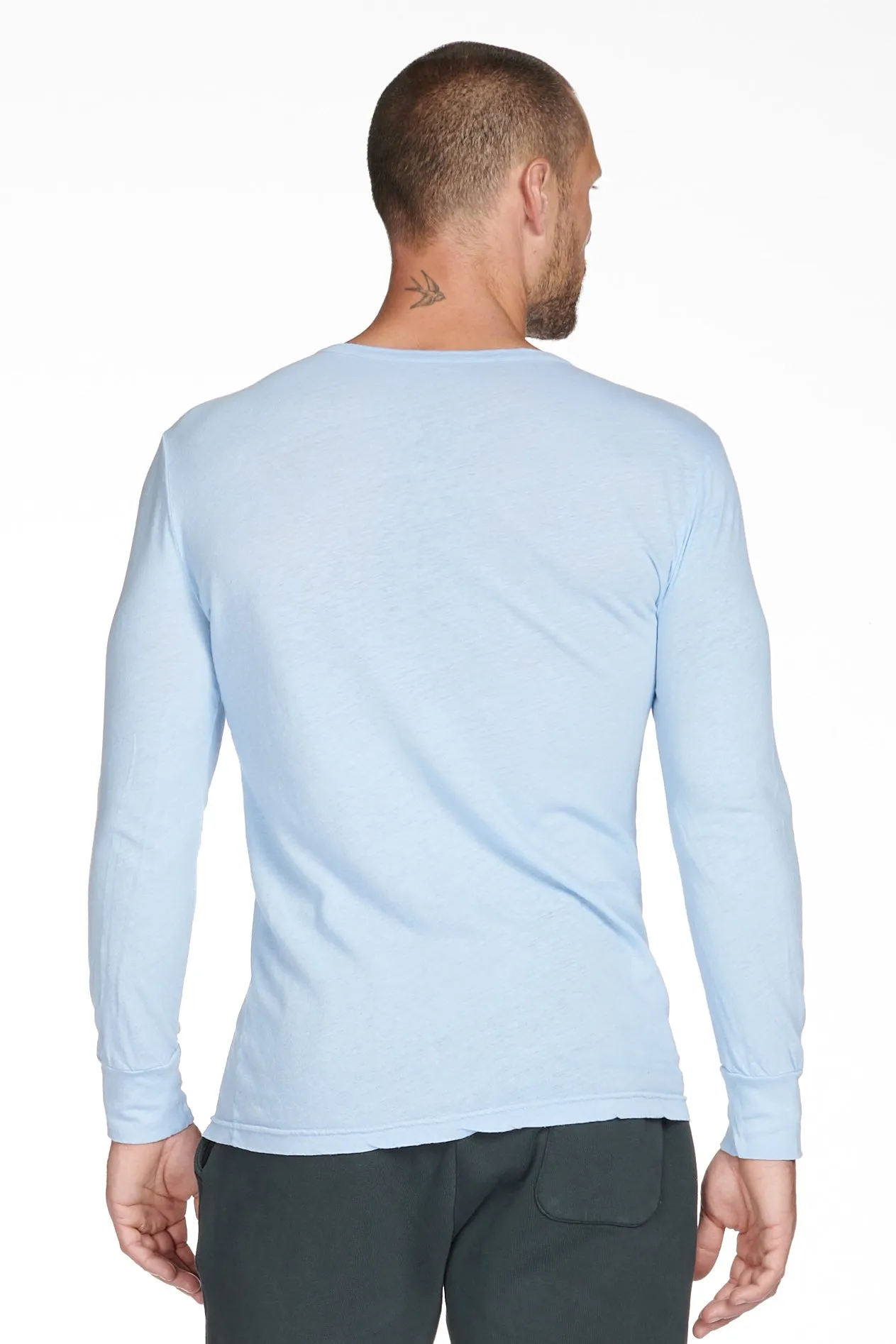 Men's Linen Blend Wide Cuff Long Sleeve Tee