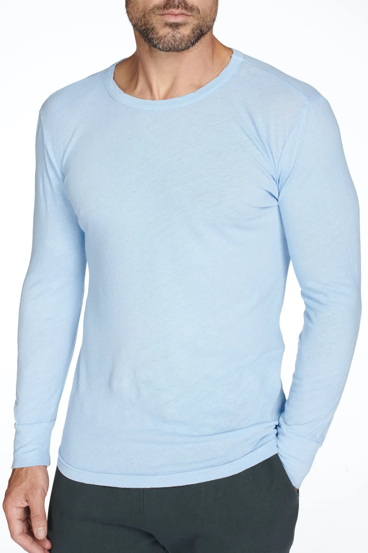 Men's Linen Blend Wide Cuff Long Sleeve Tee