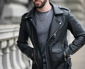 Men's Slim Fit Biker Genuine Leather Jacket