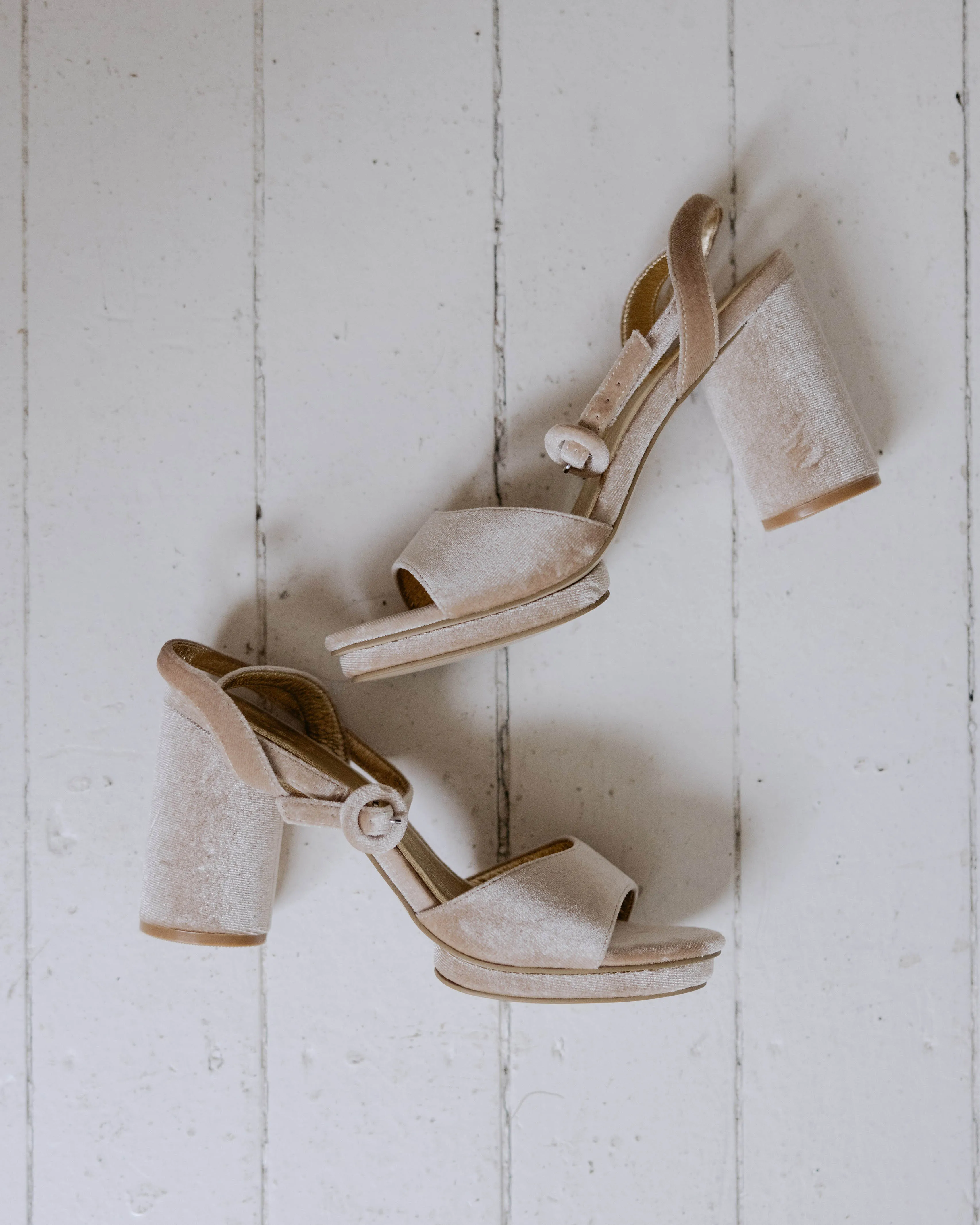 MOONDANCE - NUDE VELVET WEDDING PLATFORM HEEL - FINAL SALE