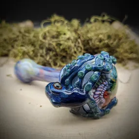 Octopus Seascape Marbled Hand Pipe (Ready to Ship)