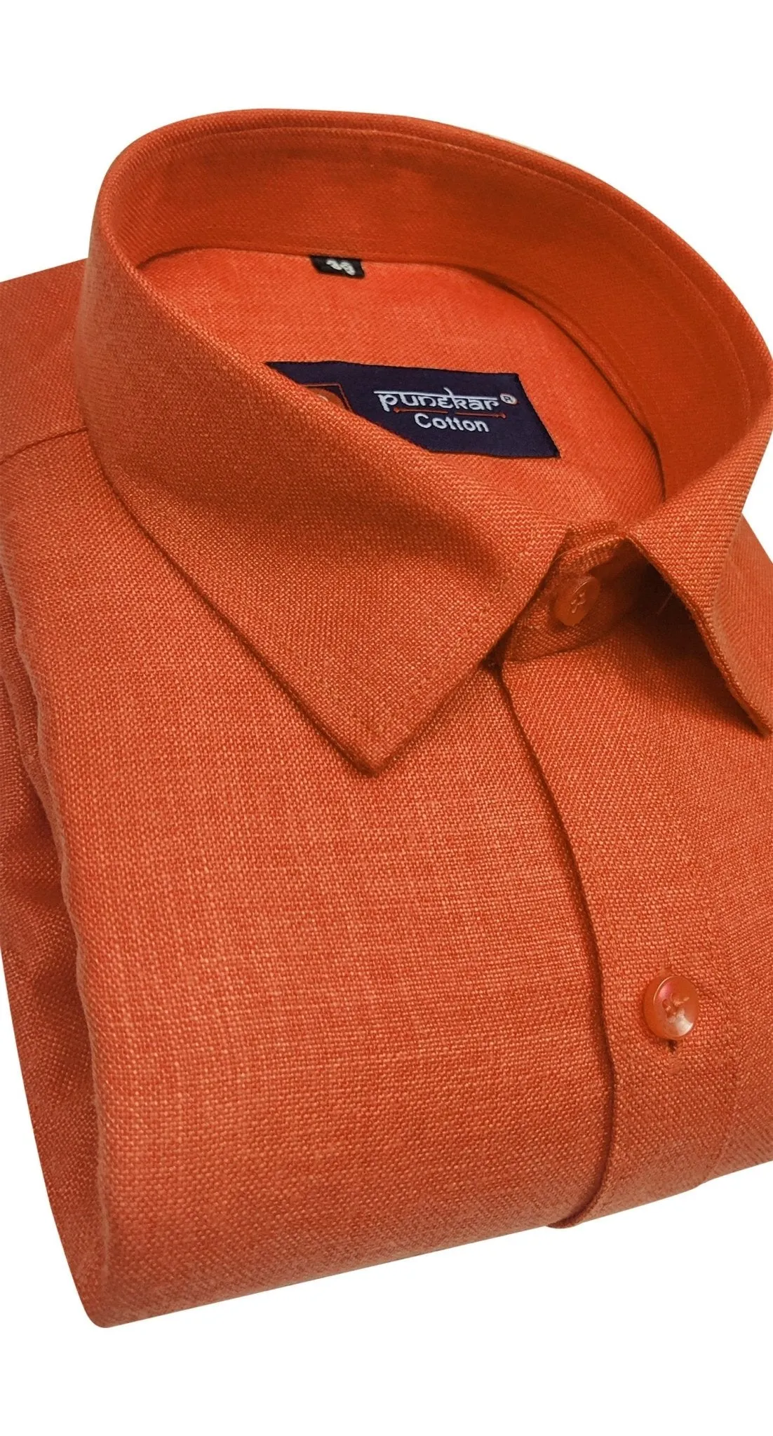 Orange Color Blended Linen Shirt For Men's