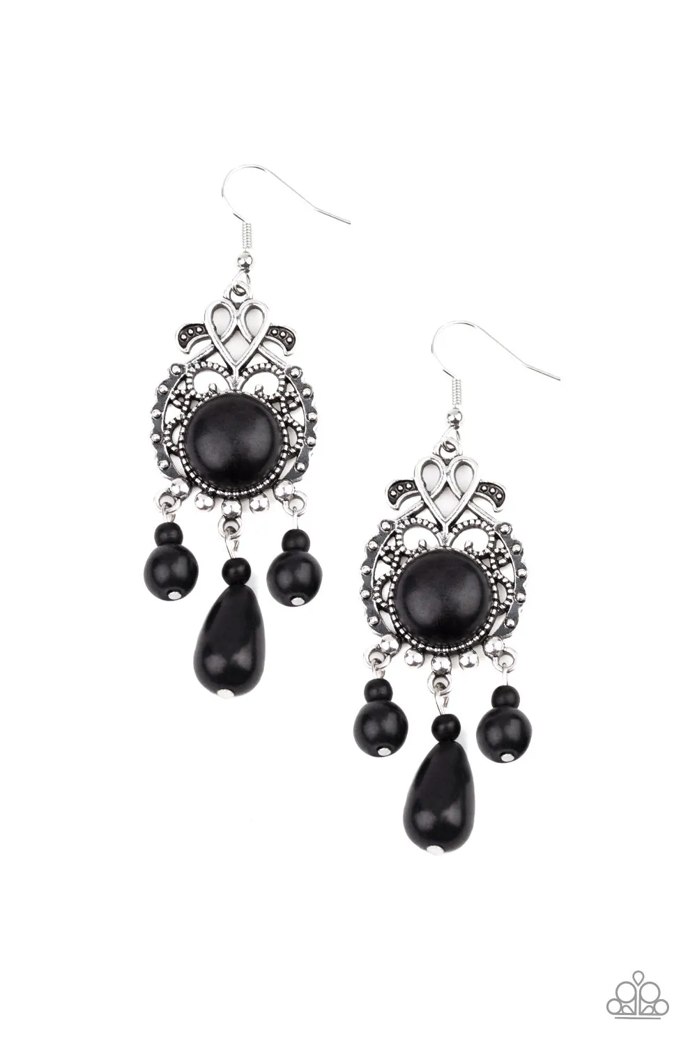 Paparazzi Stone Bliss - Black Earrings